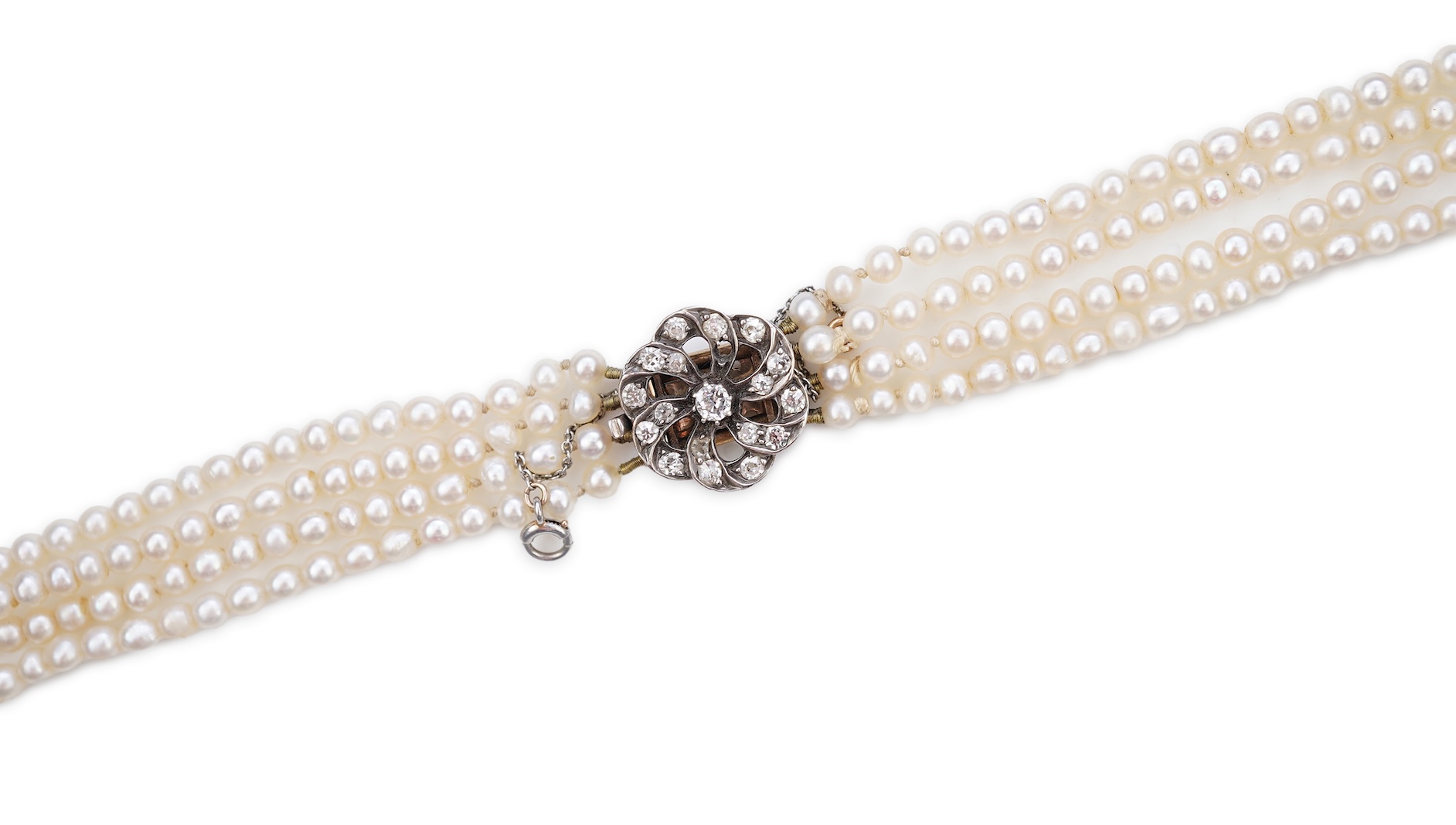 A pearl and diamond necklace, 19th century and later
